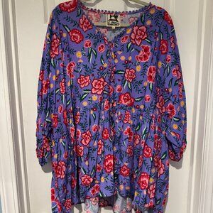 EUC JAASE CHLOE TUNIC SIZE XL CAN FIT 2XL/3XL PEASANT STYLE EMPIRE WAIST